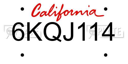 6KQJ114 California License Plate
