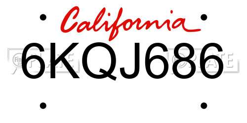 6KQJ686 California License Plate