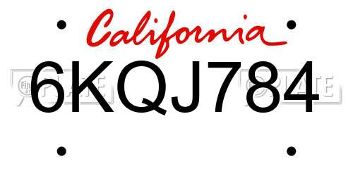 6KQJ784 California License Plate