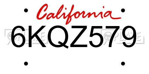 6KQZ579 California License Plate