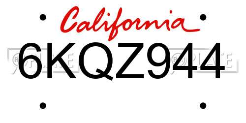 6KQZ944 California License Plate