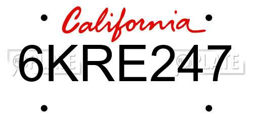 6KRE247 California License Plate