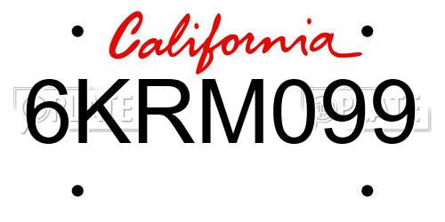 6KRM099 California License Plate