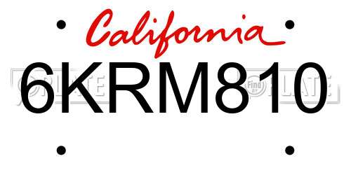 6KRM810 California License Plate