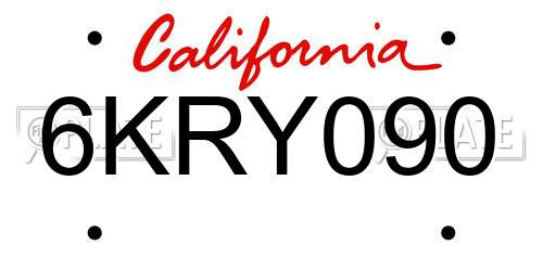 6KRY090 California License Plate