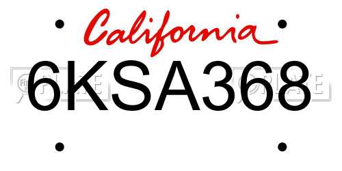 6KSA368 California License Plate