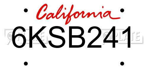 6KSB241 California License Plate