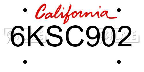 6KSC902 California License Plate