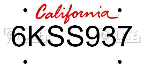 6KSS937 California License Plate