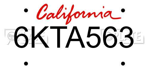 6KTA563 California License Plate