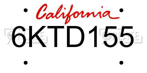6KTD155 California License Plate