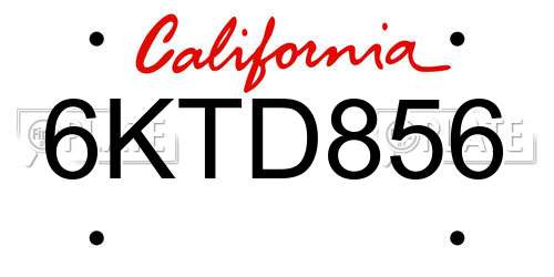 6KTD856 California License Plate