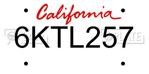 6KTL257 California License Plate