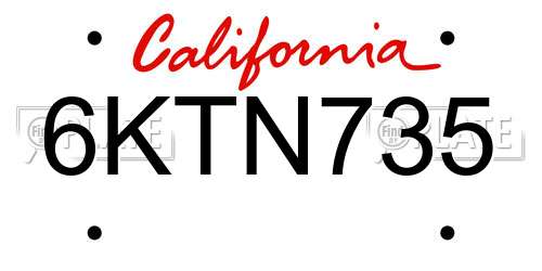 6KTN735 California License Plate