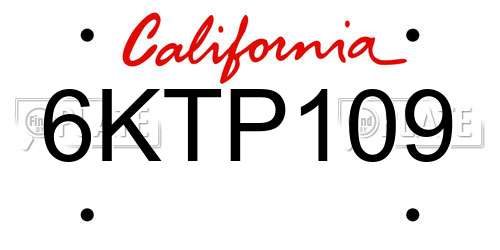 6KTP109 California License Plate