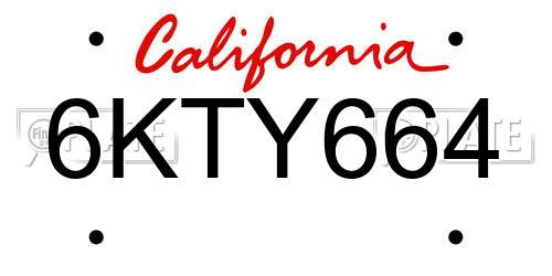 6KTY664 California License Plate