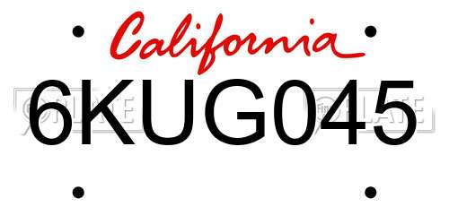 6KUG045 California License Plate