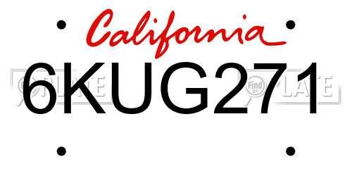 6KUG271 California License Plate