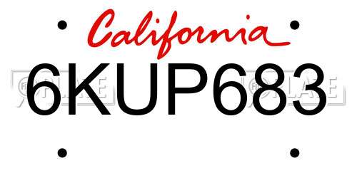 6KUP683 California License Plate