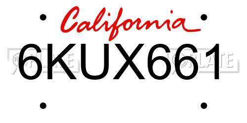 6KUX661 California License Plate