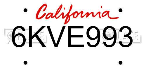 6KVE993 California License Plate