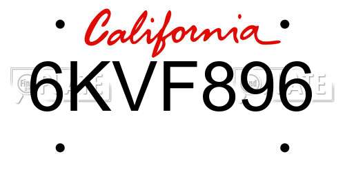 6KVF896 California License Plate