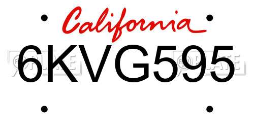 6KVG595 California License Plate
