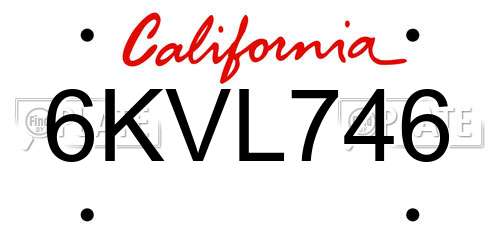 6KVL746 California License Plate
