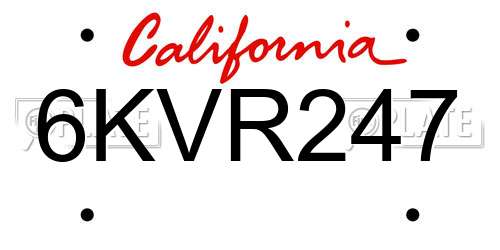 6KVR247 California License Plate