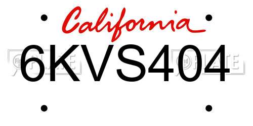 6KVS404 California License Plate