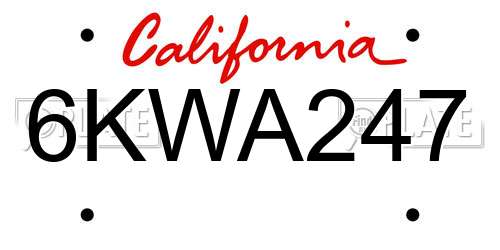 6KWA247 California License Plate
