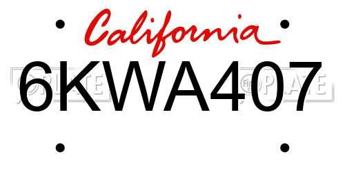6KWA407 California License Plate