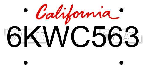 6KWC563 California License Plate