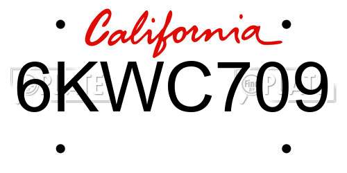 6KWC709 California License Plate