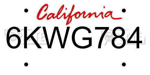 6KWG784 California License Plate