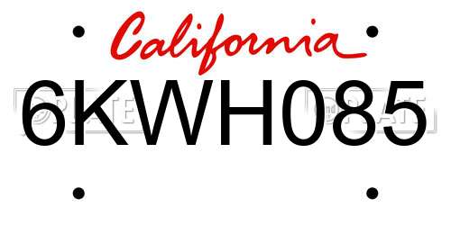6KWH085 California License Plate
