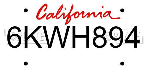 6KWH894 California License Plate