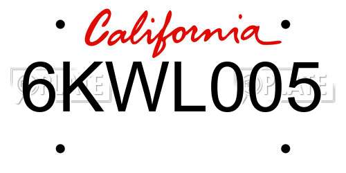6KWL005 California License Plate