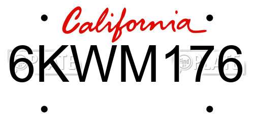 6KWM176 California License Plate
