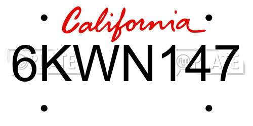 6KWN147 California License Plate