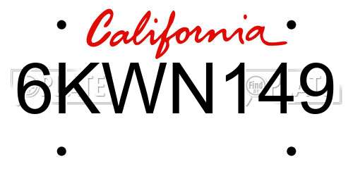 6KWN149 California License Plate