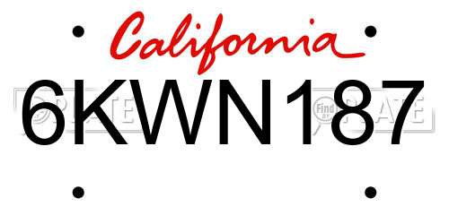 6KWN187 California License Plate