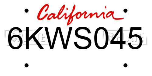 6KWS045 California License Plate
