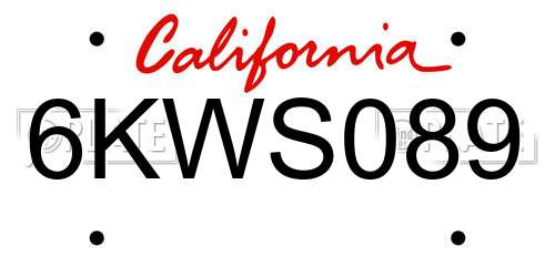 6KWS089 California License Plate