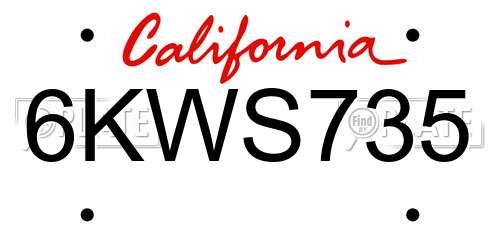 6KWS735 California License Plate
