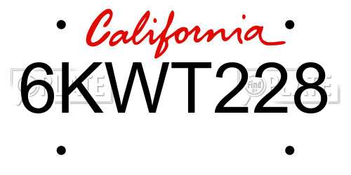 6KWT228 California License Plate