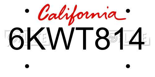 6KWT814 California License Plate