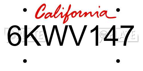 6KWV147 California License Plate
