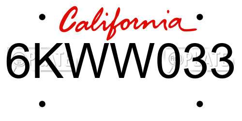 6KWW033 California License Plate
