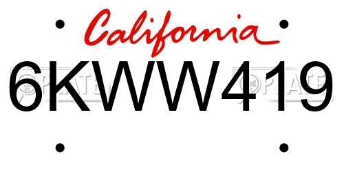 6KWW419 California License Plate